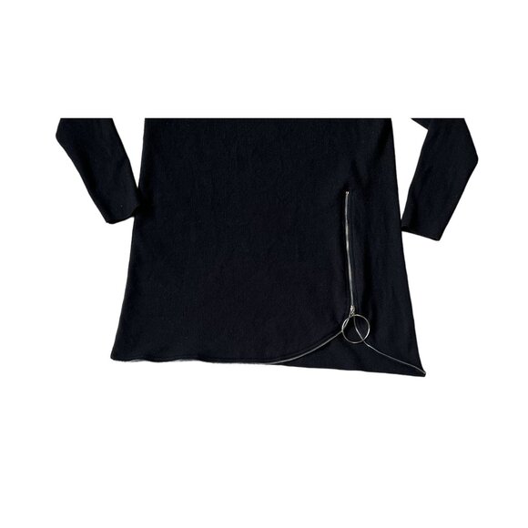 Fleur De Lis Black Long Sleeve Tunic Sweater With Zipper Detail Size L Soft - Picture 3 of 7